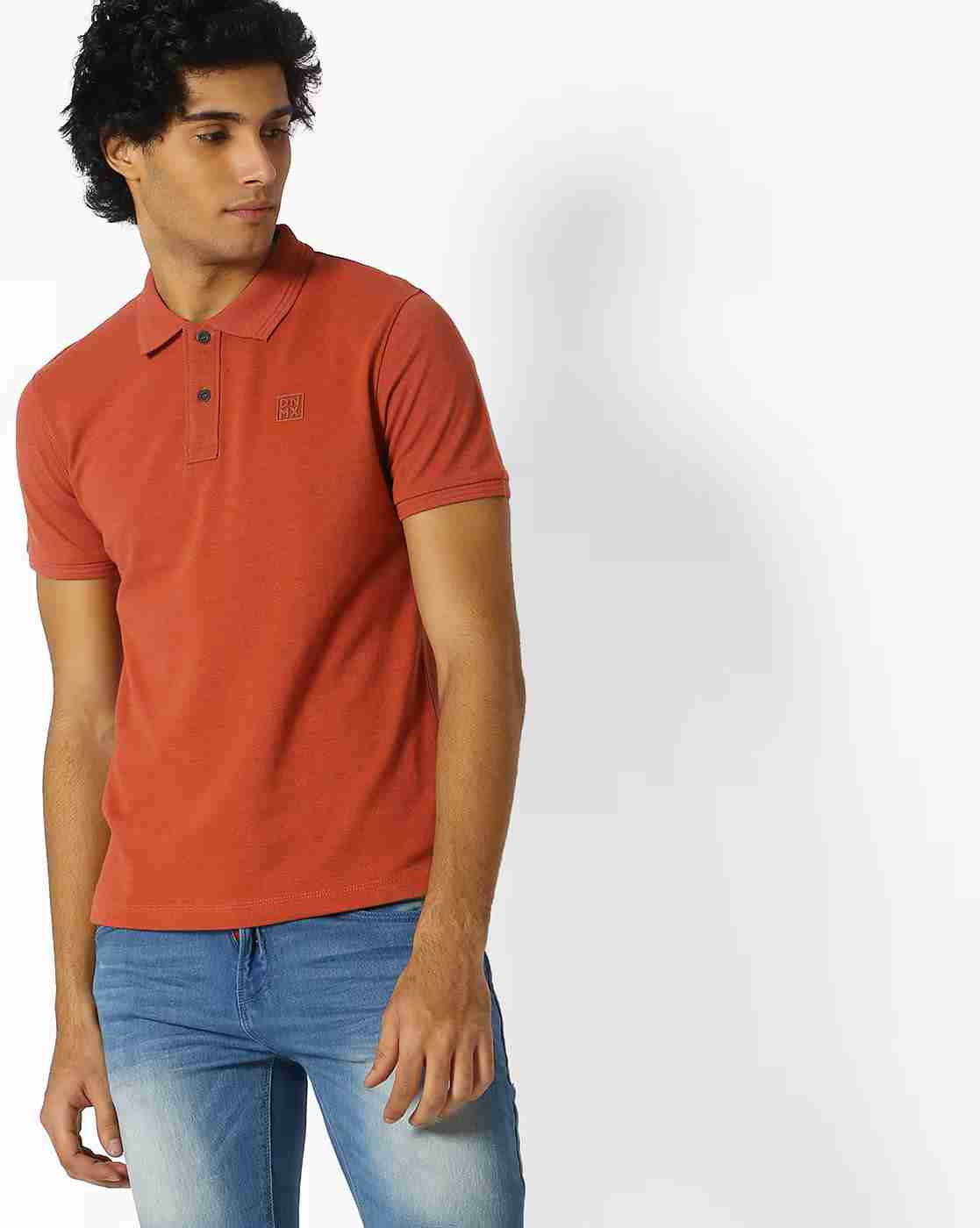 Slim Fit Polo T-Shirt with Short Button Placket