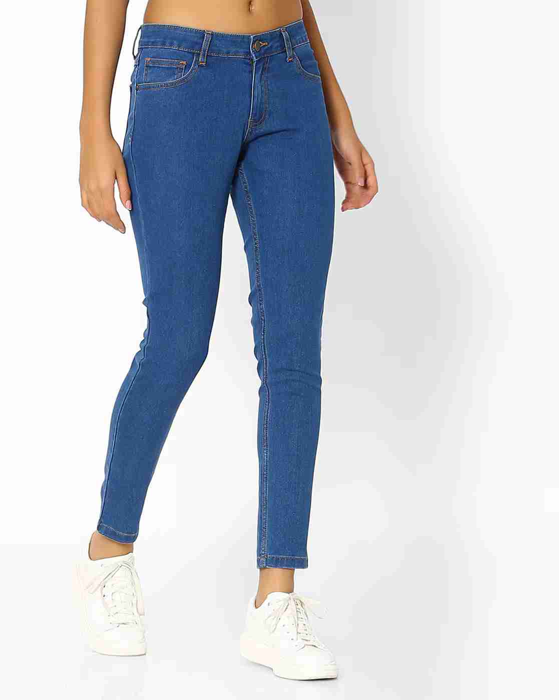 Women Mid-Rise Relaxed Fit Solid Clean Jeans
