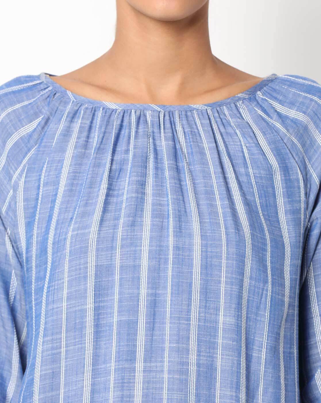 DNMX | Striped Top with Sleeve Tie-Ups|2