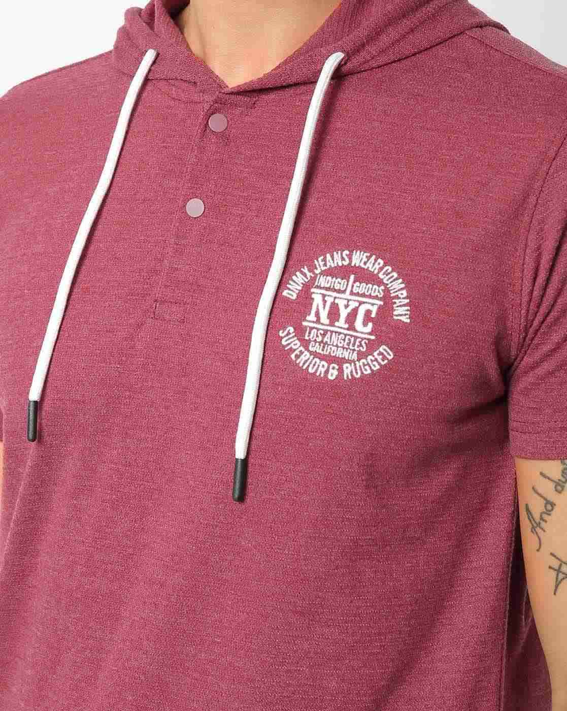 DNMX | Regular Fit Hooded T-Shirt with Crest Embroidery|2