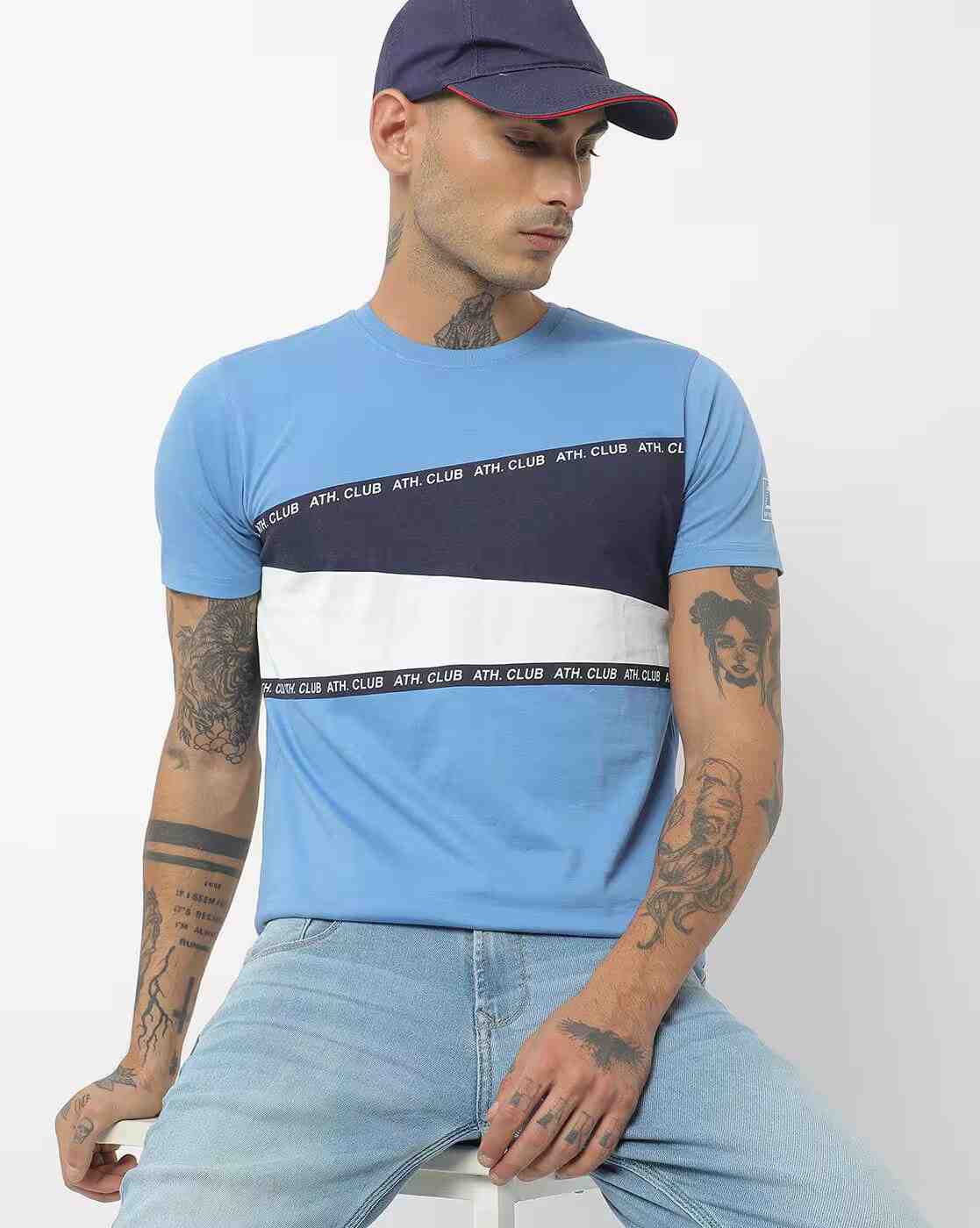 DNMX | Regular Fit Colourblock Crew-Neck T-Shirt|0