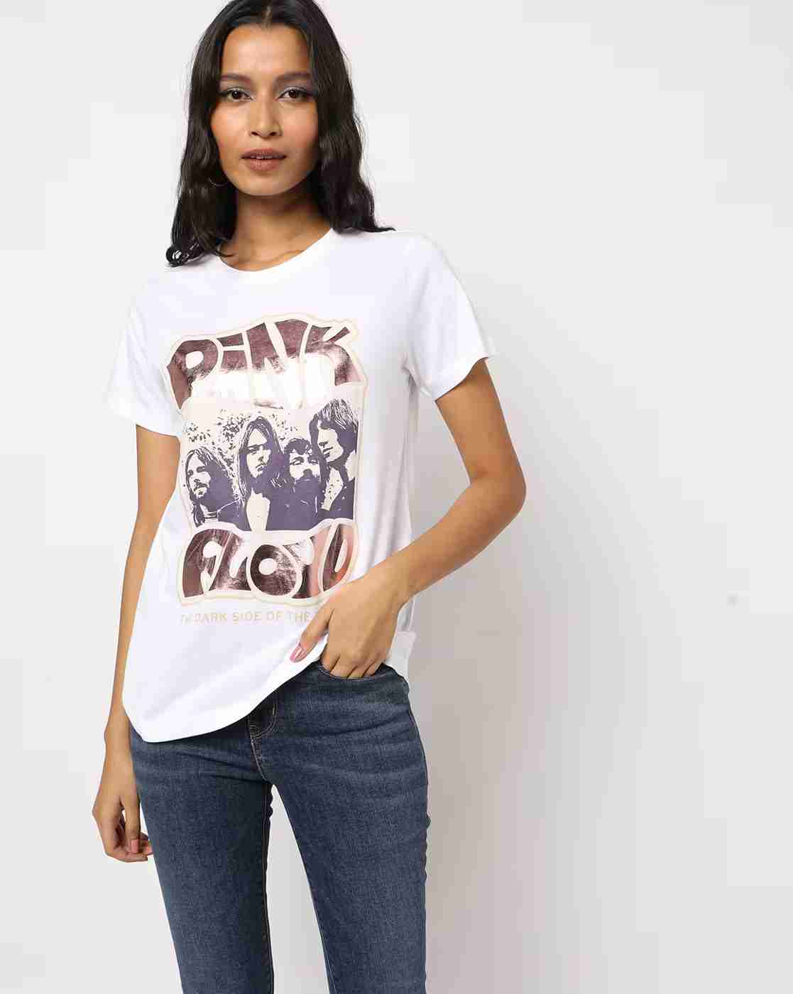 DNMX | Pink Floyd Print Slim Fit Crew-Neck T-shirt|0