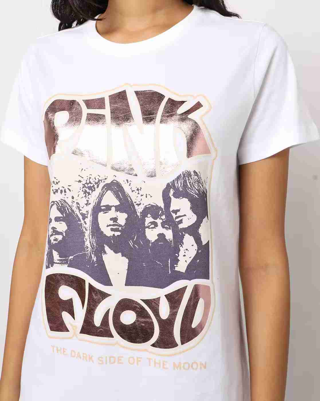 DNMX | Pink Floyd Print Slim Fit Crew-Neck T-shirt|2