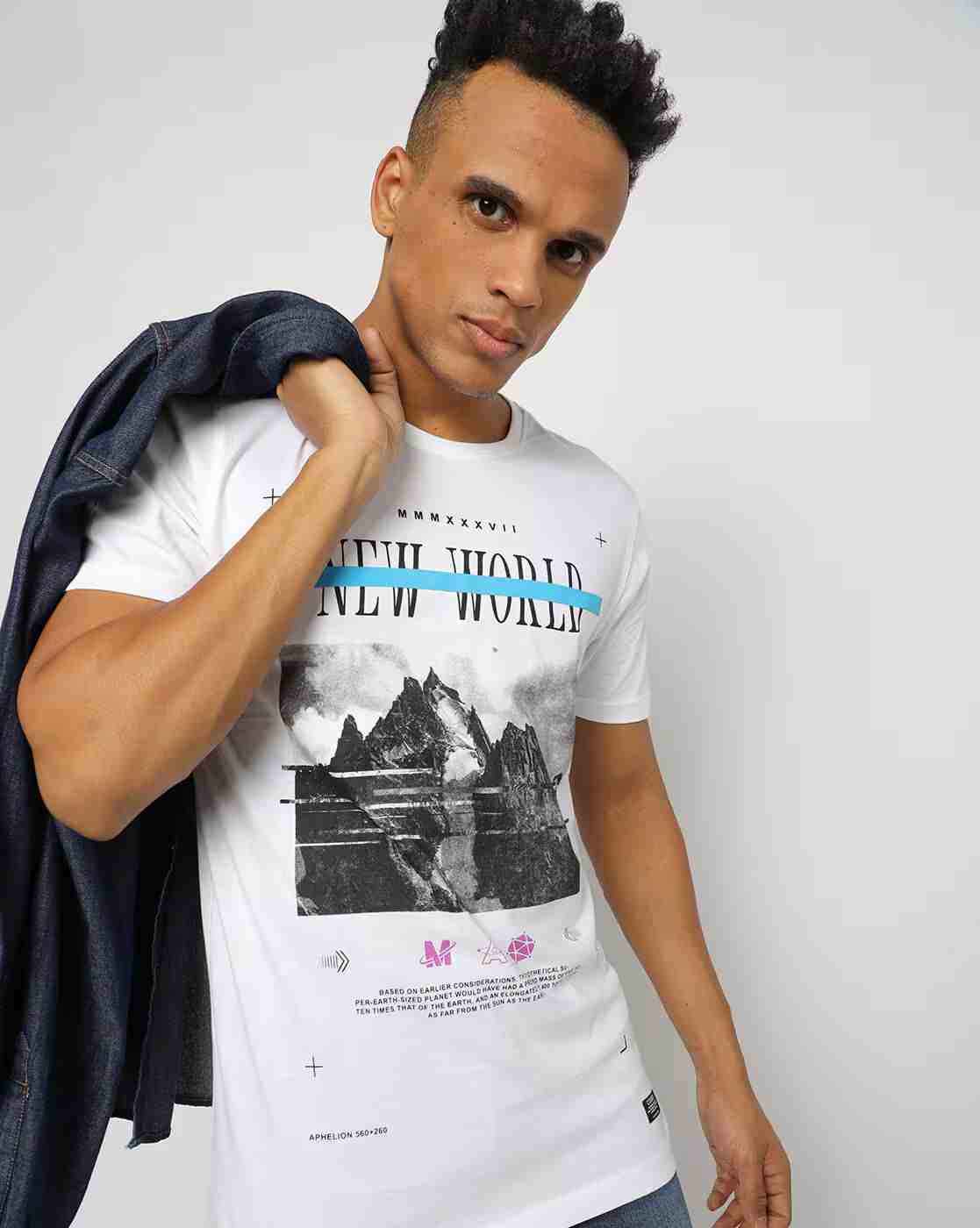 DNMX | Graphic Print Slim Fit Crew-Neck T-shirt|0