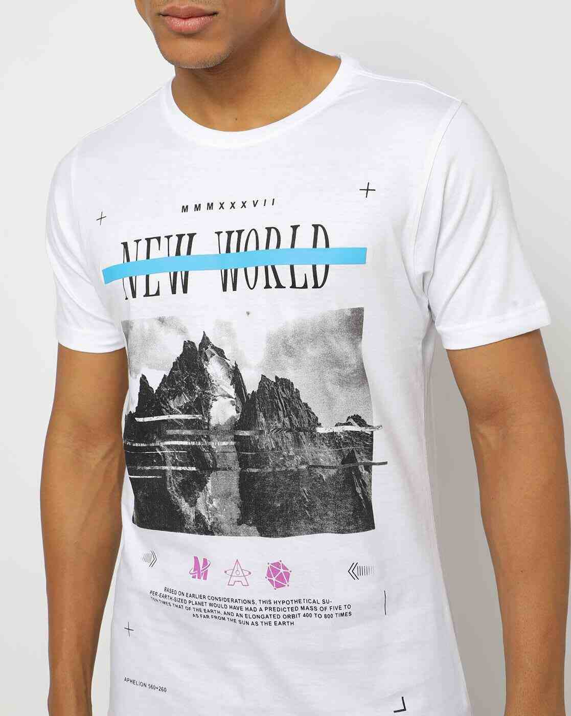 DNMX | Graphic Print Slim Fit Crew-Neck T-shirt|2