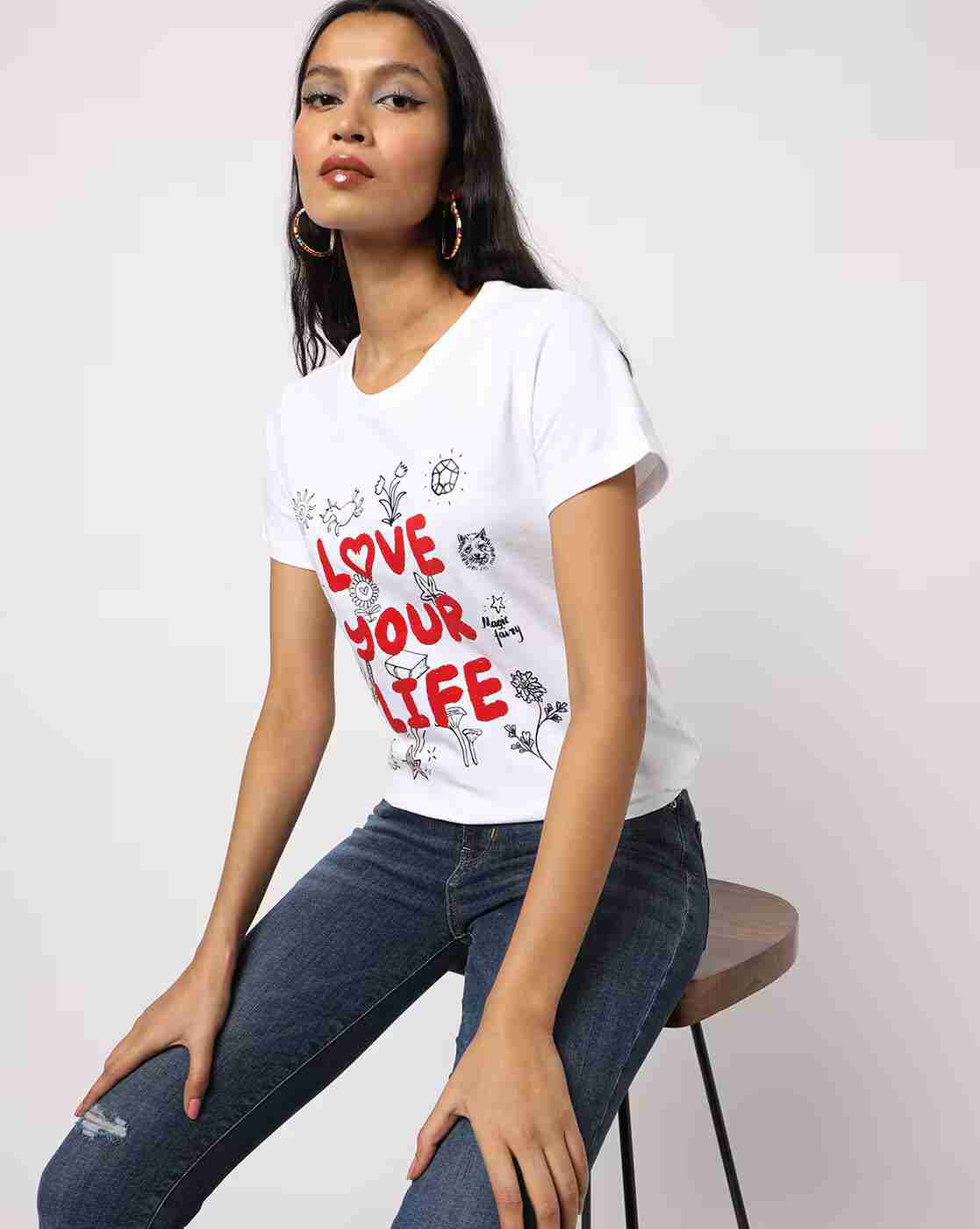 DNMX | Typographic Print Slim Fit Crew-Neck T-shirt|0