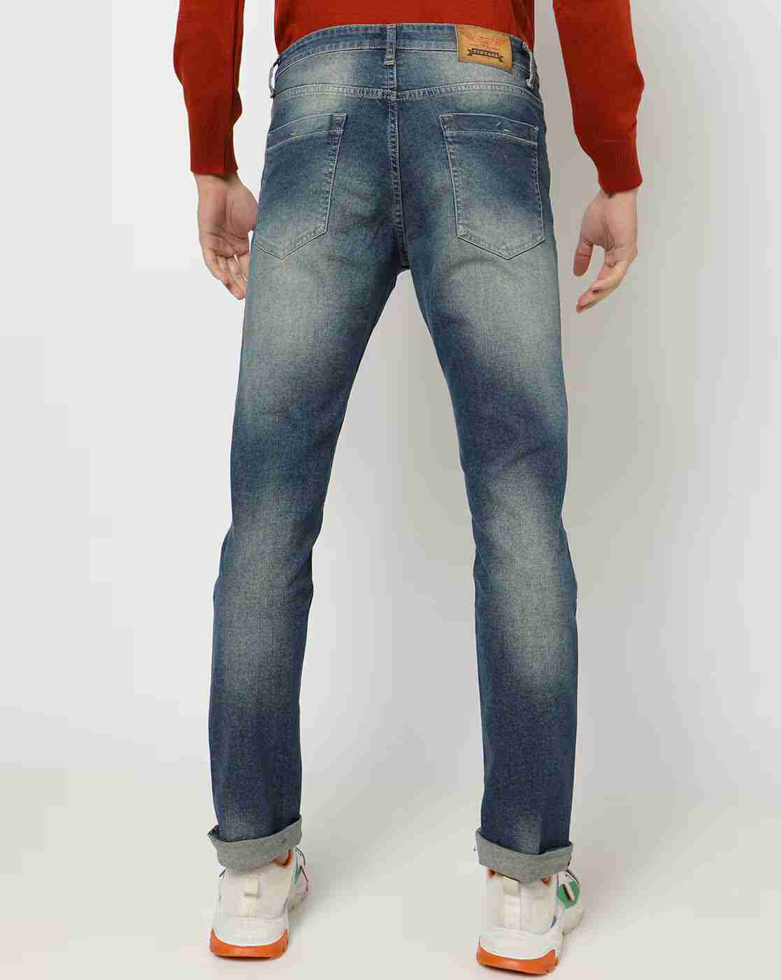 DNMX | Men Heavily Washed Distressed Slim Fit Jeans|2
