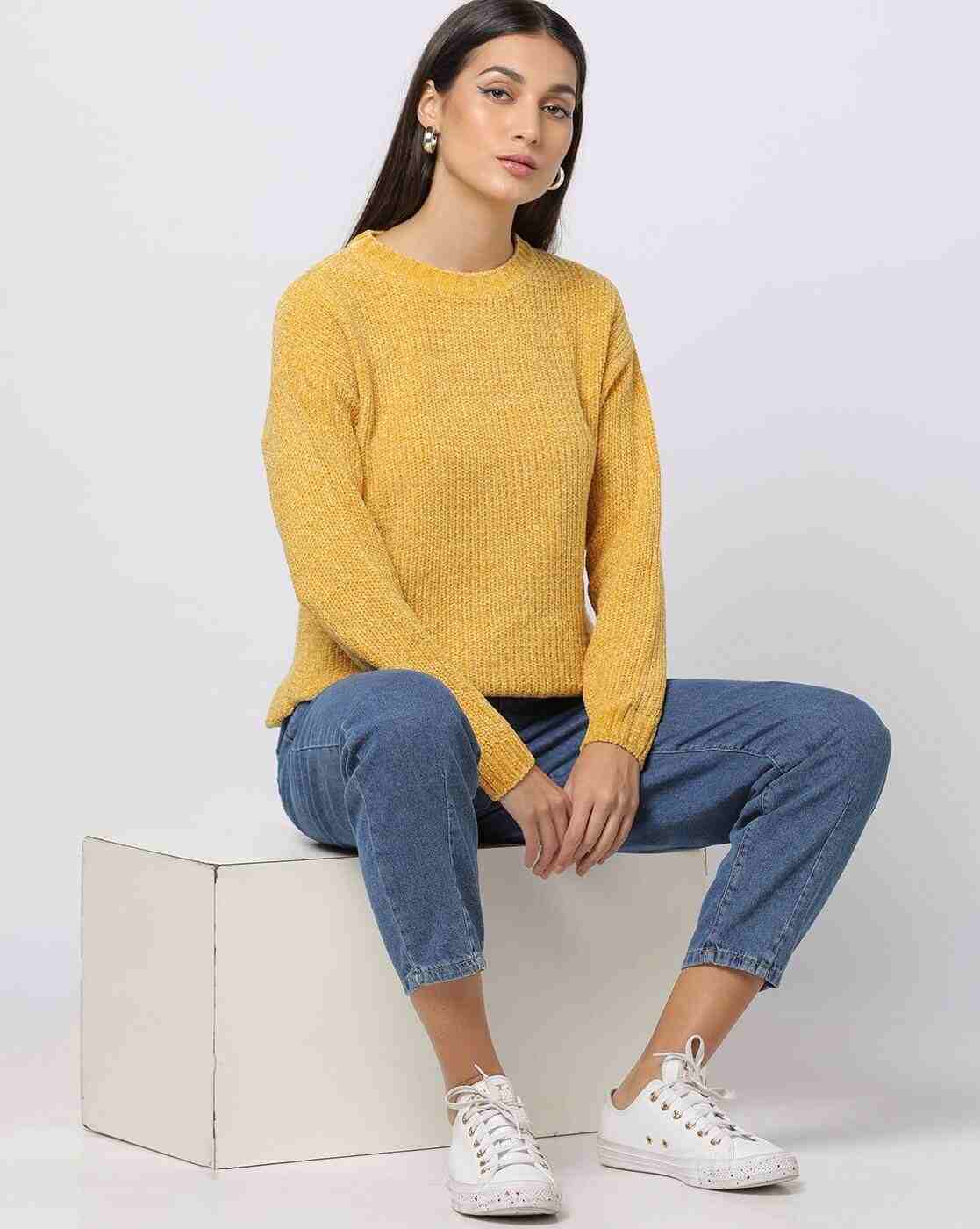 Round-Neck Chenille Pullover