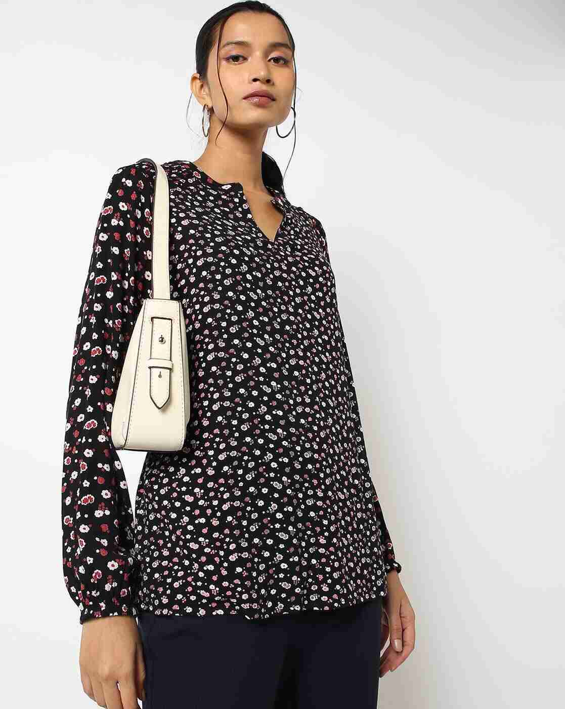 DNMX | Printed Top with Band Collar|0