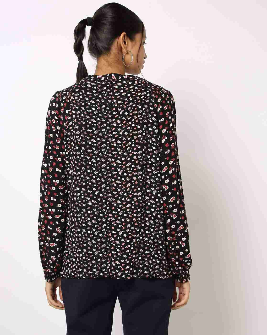 DNMX | Printed Top with Band Collar|1