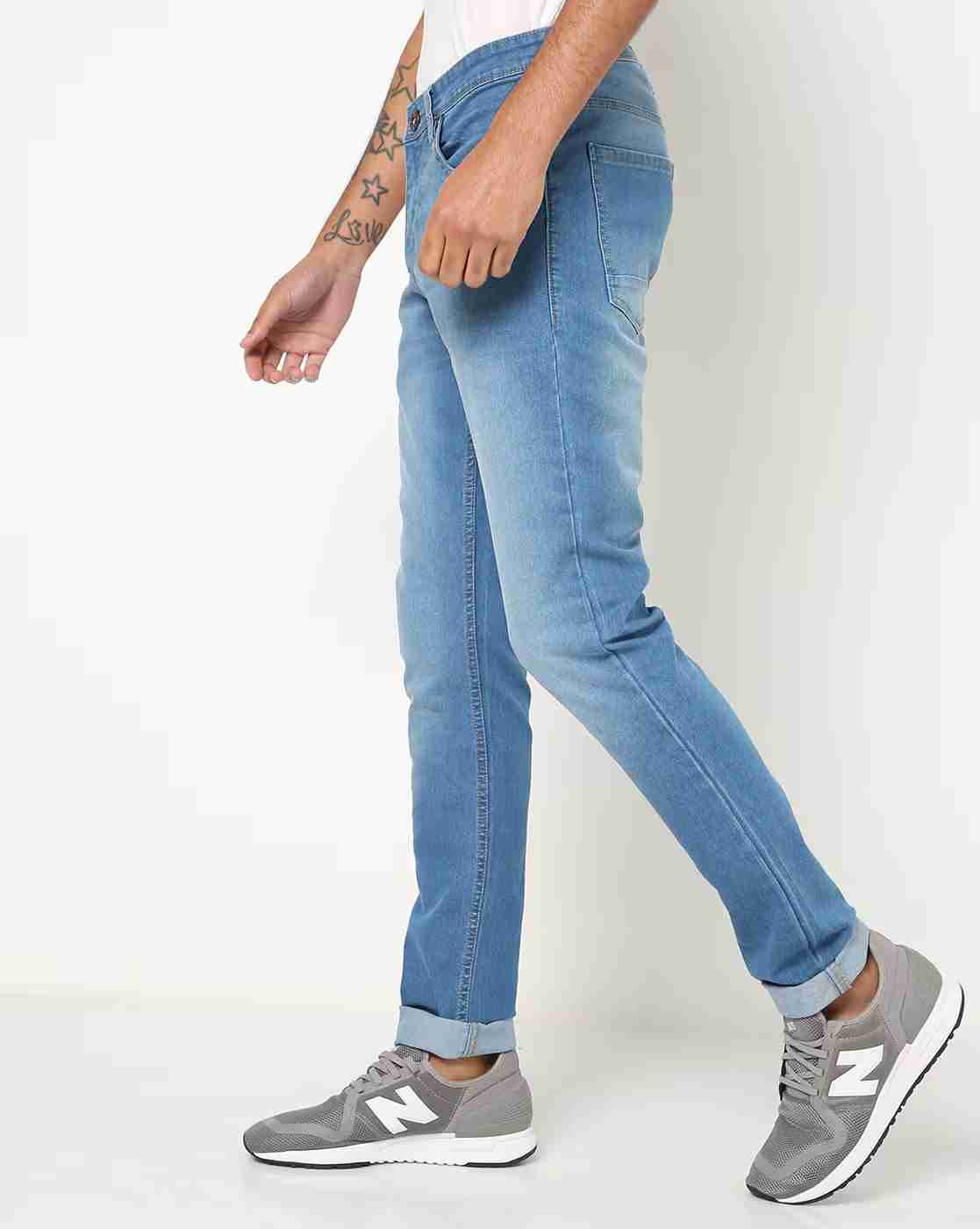 DNMX | Men Mid-Wash Skinny Fit Jeans|1