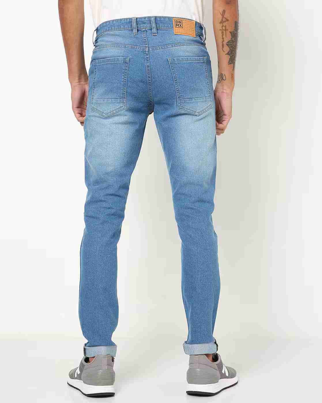 DNMX | Men Mid-Wash Skinny Fit Jeans|2