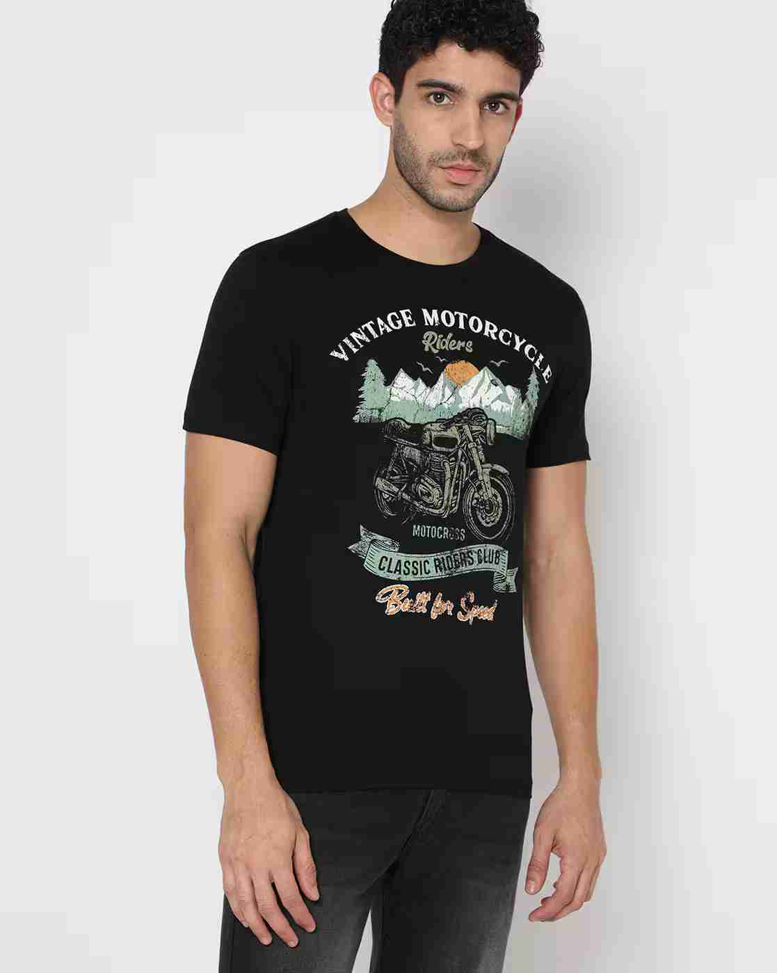 DNMX | Graphic Print Slim Fit Crew-Neck T-shirt|0