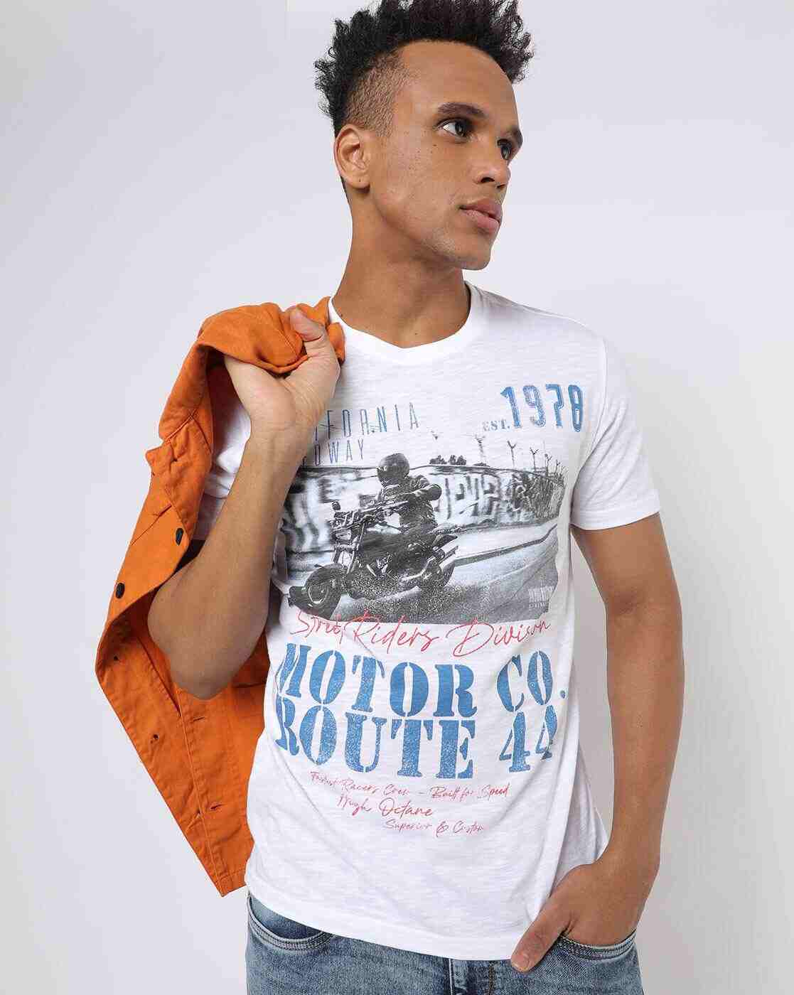 DNMX | Graphic Print Slim Fit Round-Neck T-shirt|0