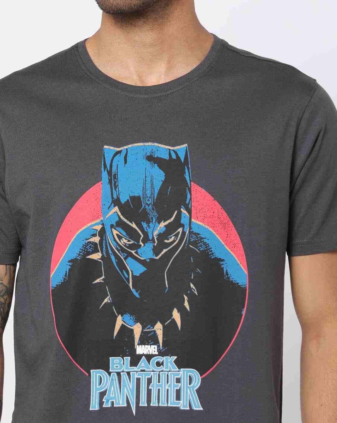 DNMX | Black Panther Print Slim Fit Crew-Neck T-Shirt|3