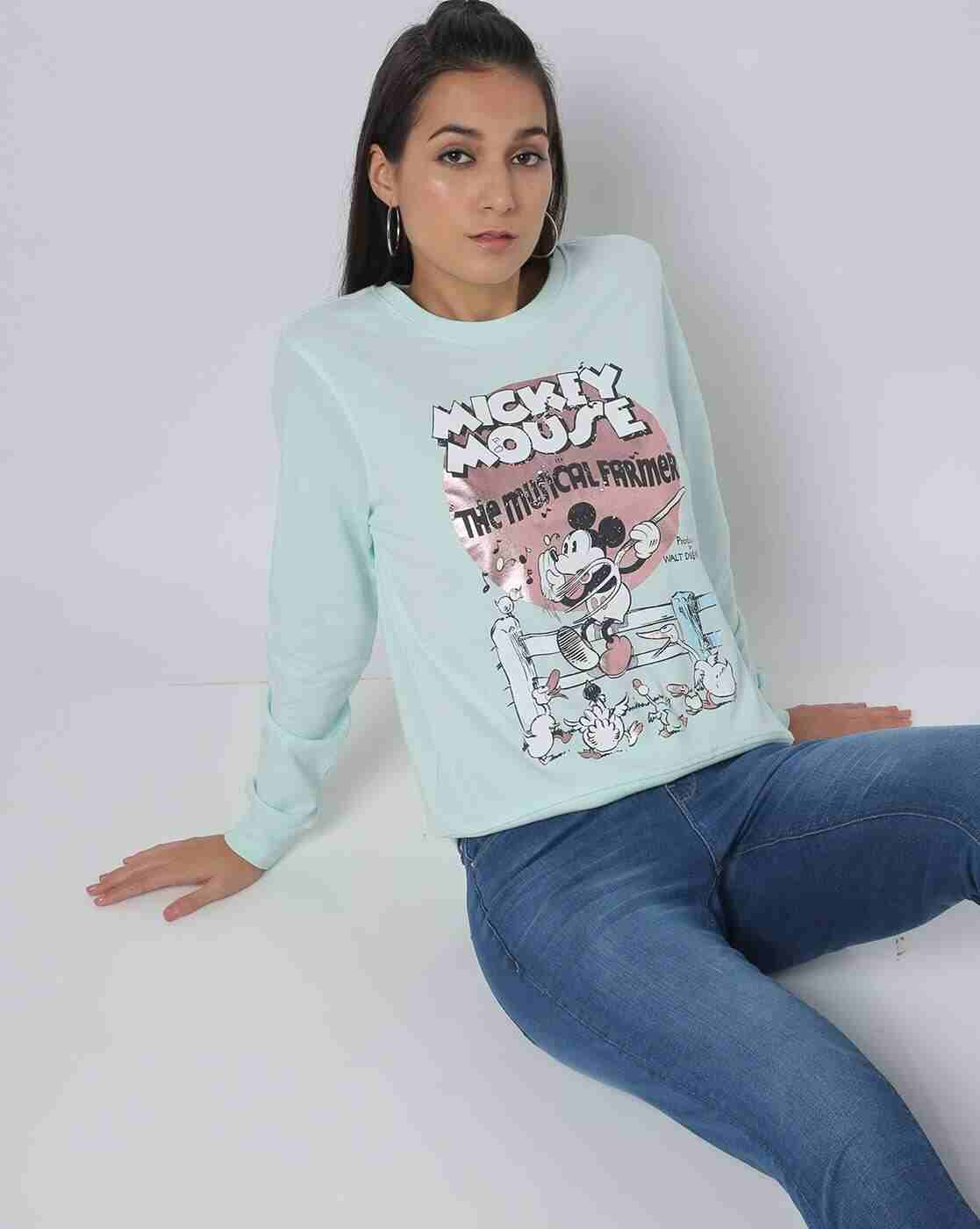 DNMX | Mickey-Mouse Print Round-Neck Sweatshirt|0