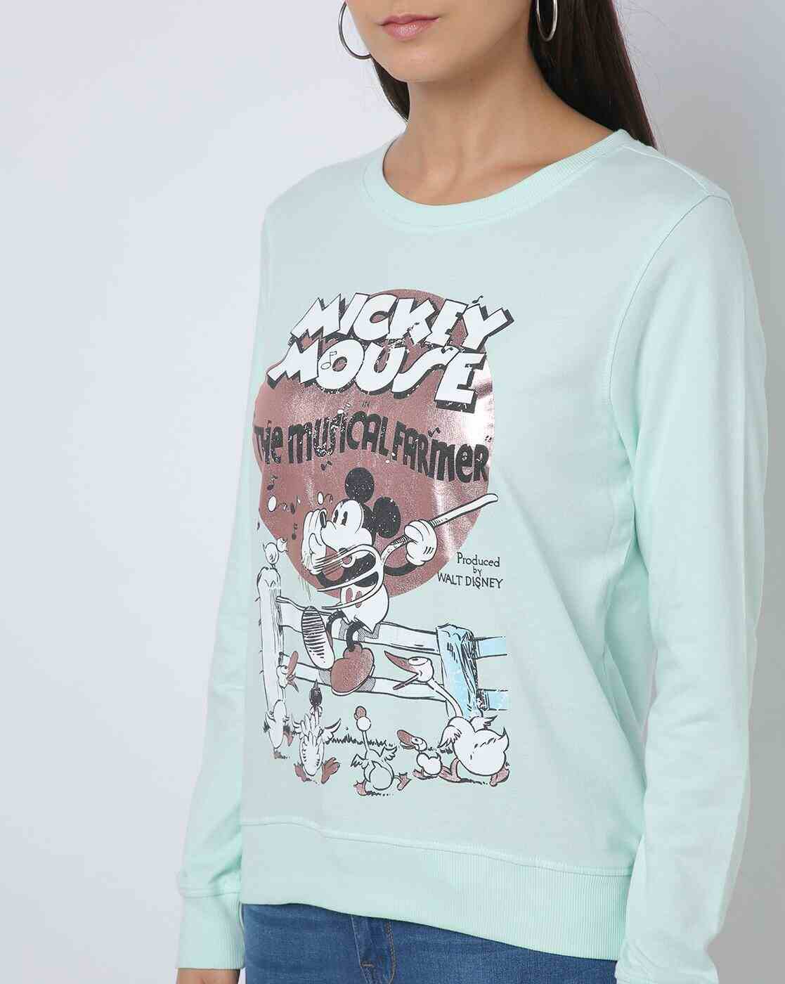 DNMX | Mickey-Mouse Print Round-Neck Sweatshirt|3