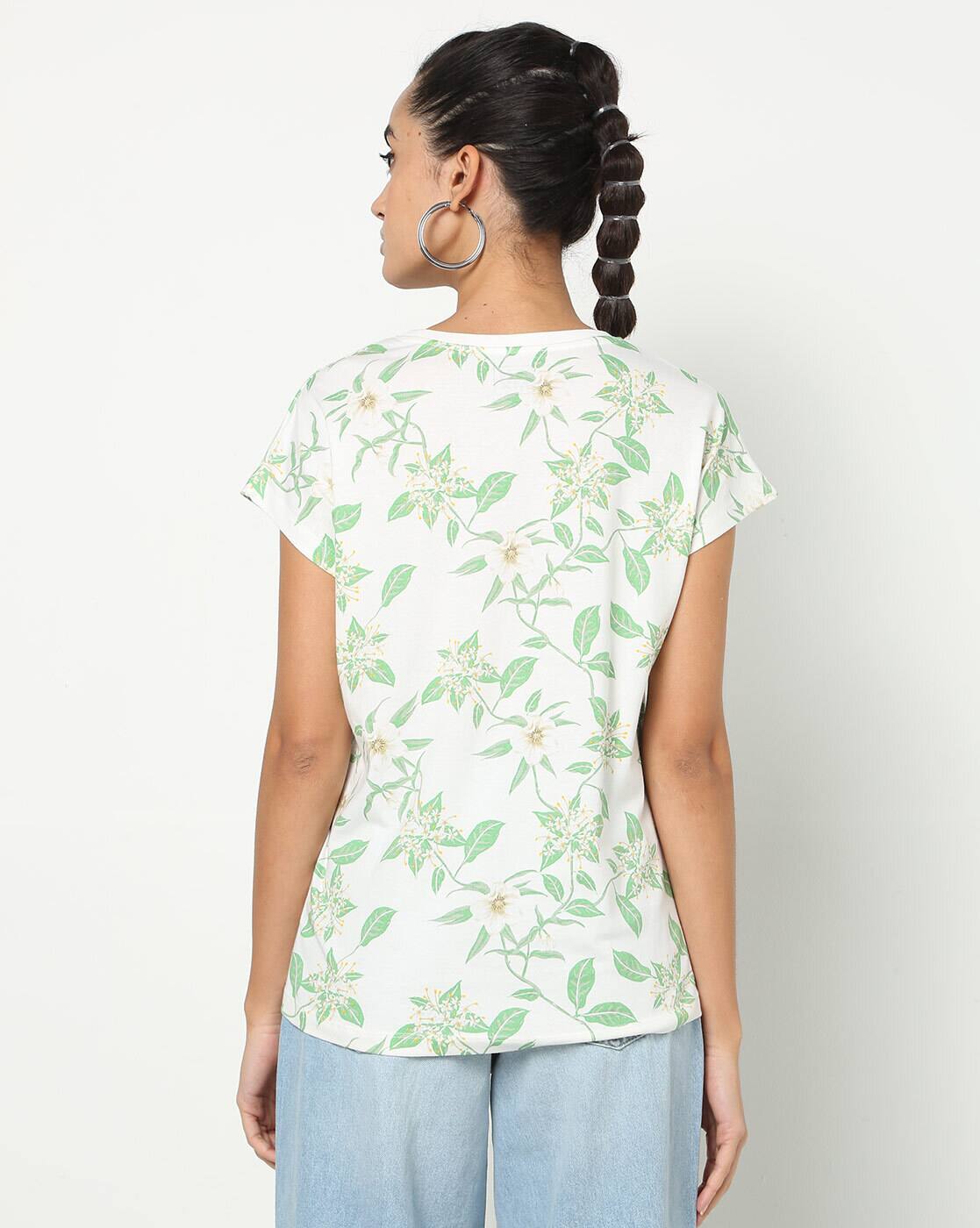 DNMX | Floral Print Round-Neck T-shirt|1