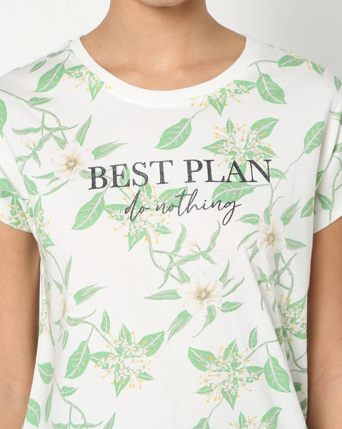 DNMX | Floral Print Round-Neck T-shirt|2