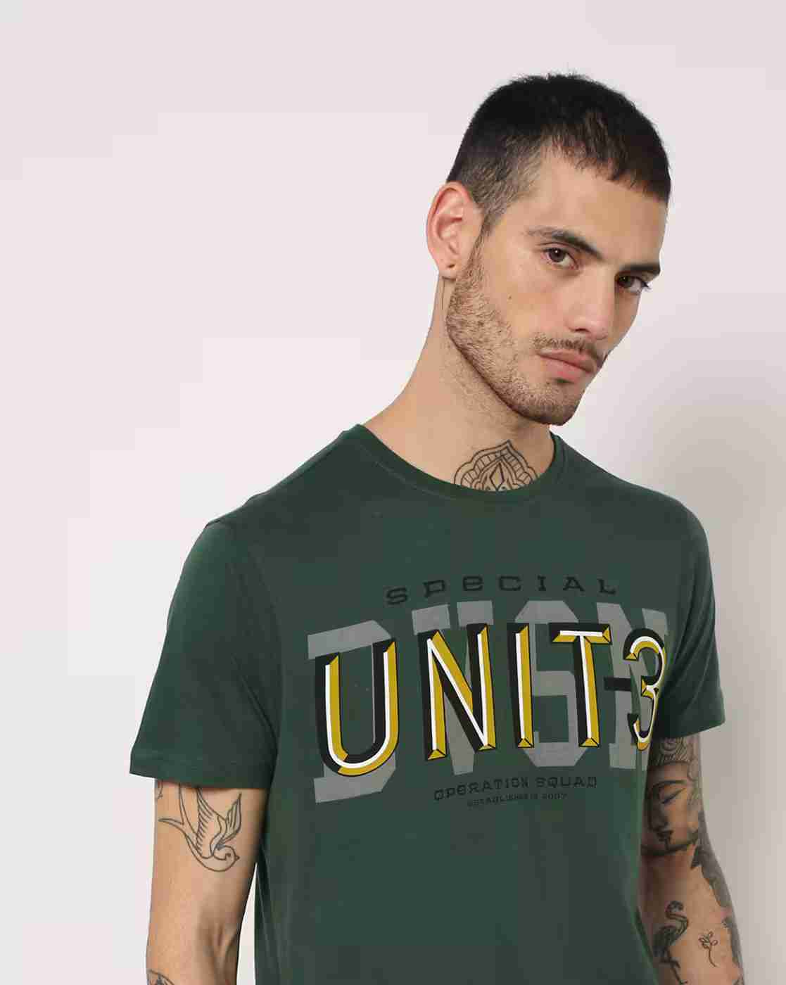 DNMX | Typographic Print Slim Fit Crew-Neck T-shirt|0