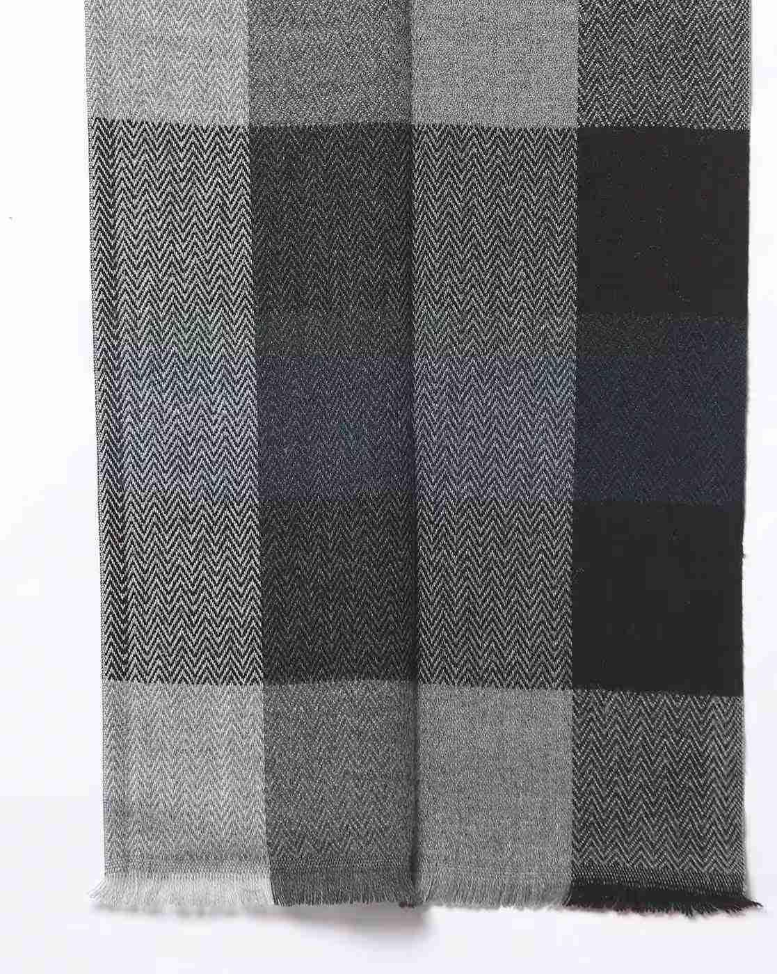 DNMX | Men Chevron Pattern Muffler with Fringed Hemlines|1