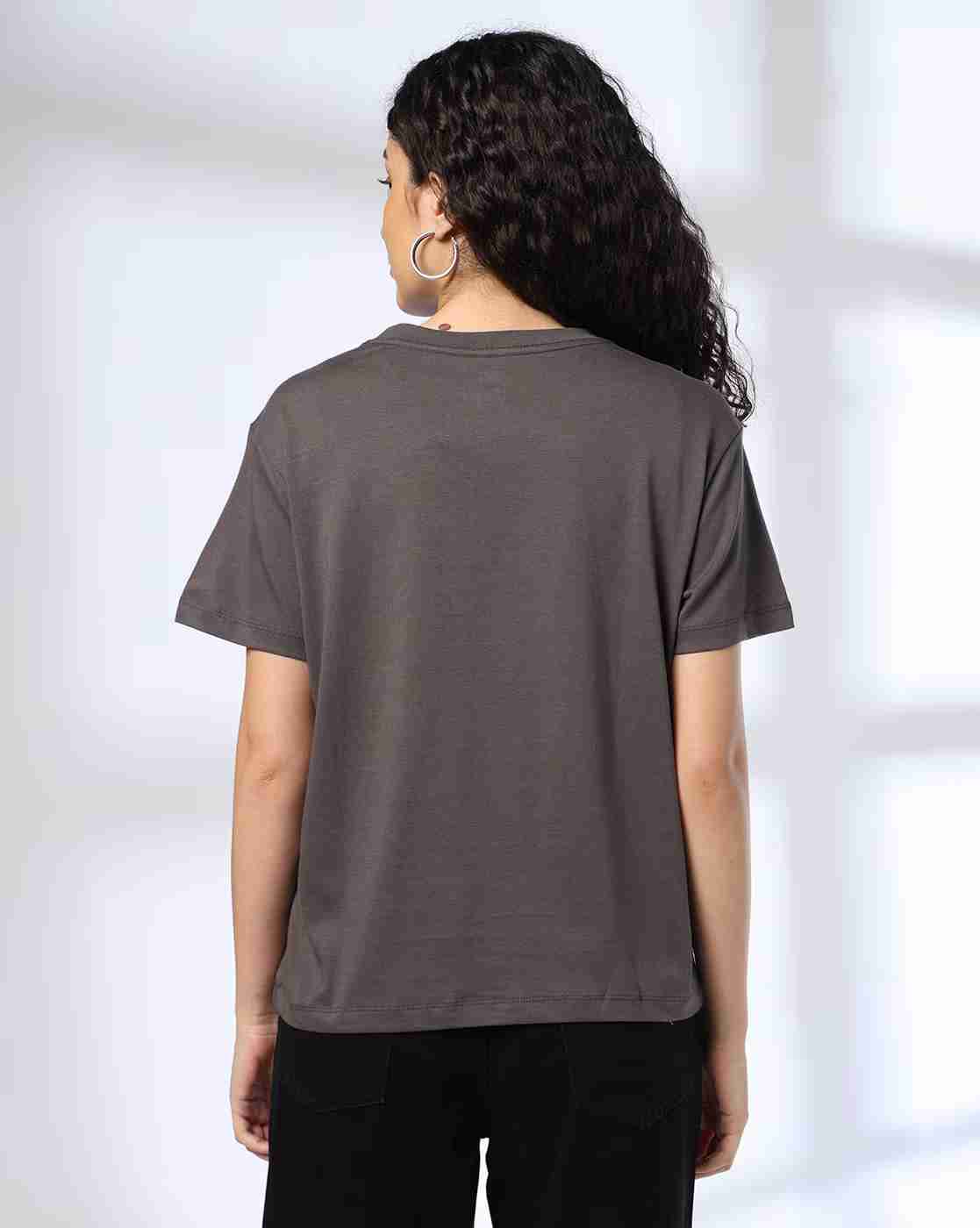 DNMX | Women Typographic Print Boxy Fit Cotton Crew-Neck T-Shirt|2
