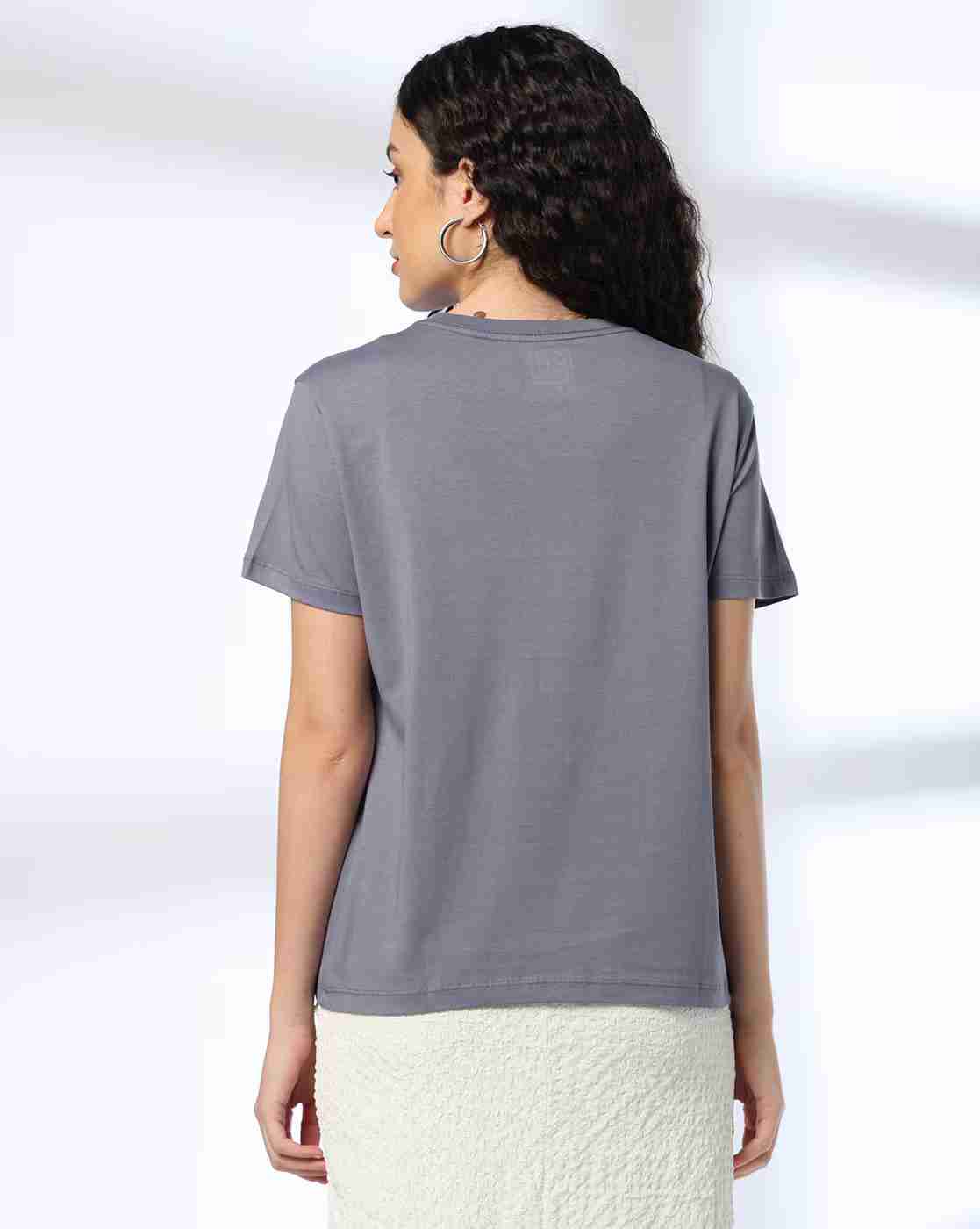 DNMX | Women Graphic Print Boxy Fit Cotton Crew-Neck T-Shirt|1