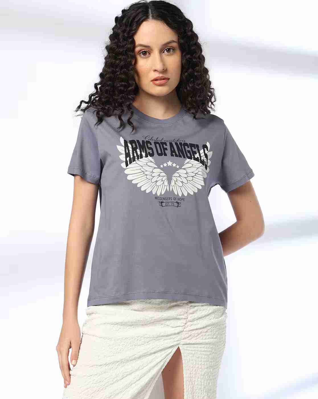 DNMX | Women Graphic Print Boxy Fit Cotton Crew-Neck T-Shirt|2
