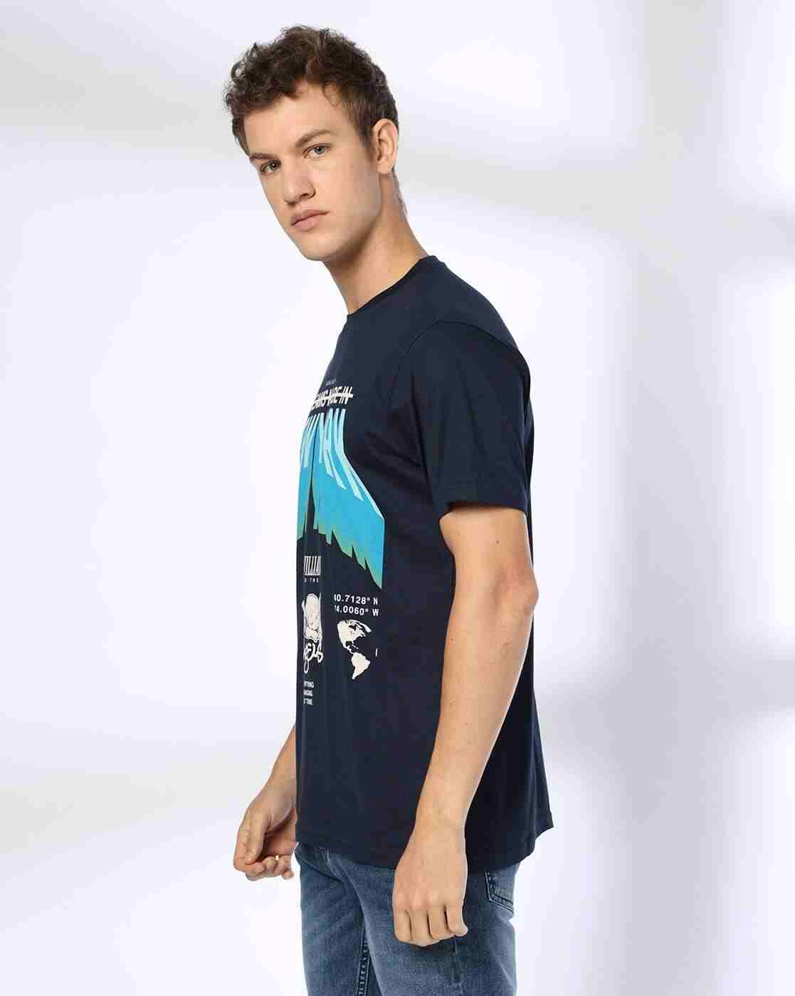 DNMX | Men Typographic Print Regular Fit Crew-Neck T-Shirt|1