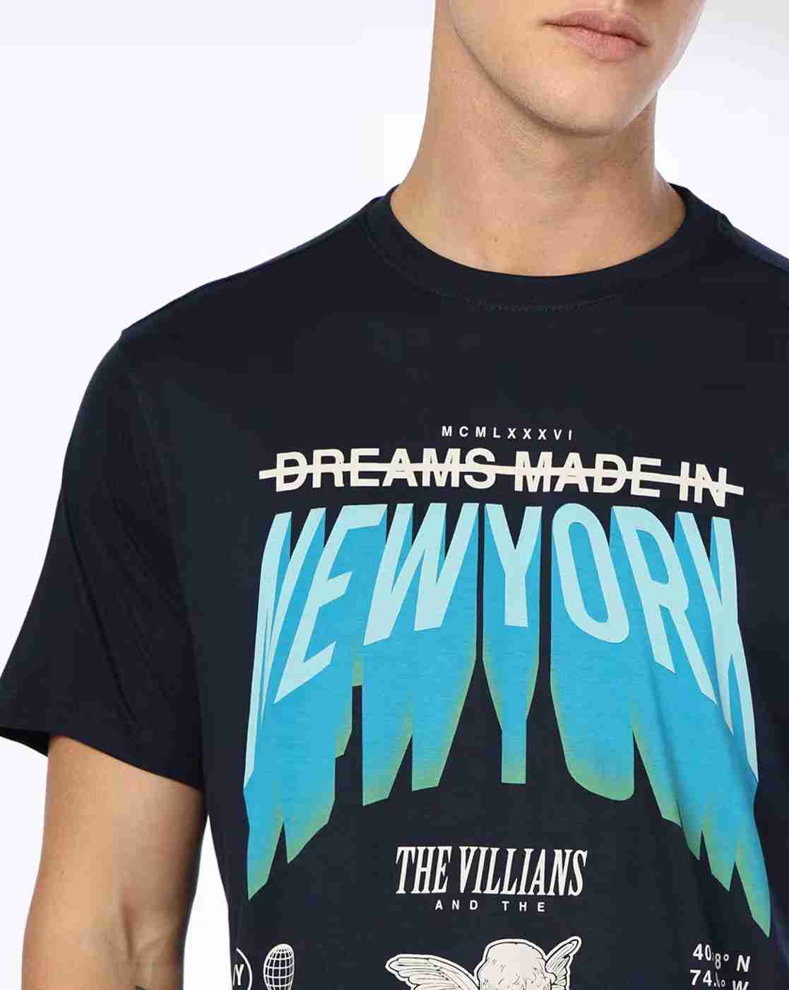 DNMX | Men Typographic Print Regular Fit Crew-Neck T-Shirt|4