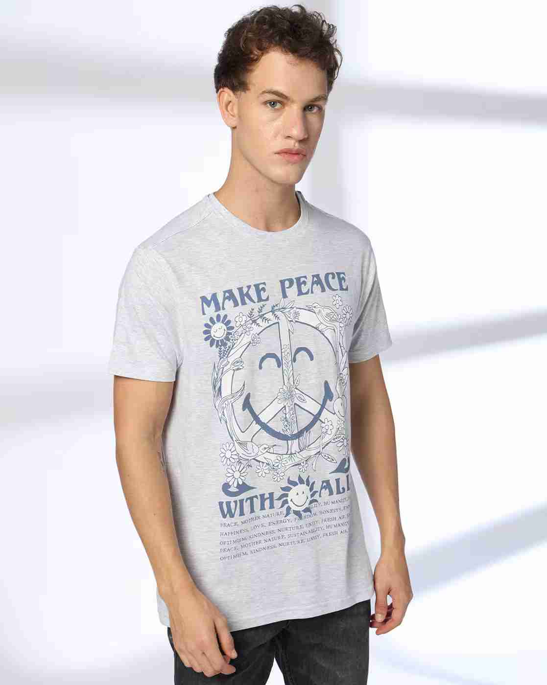 DNMX | Men Graphic Print Regular Fit Crew-Neck T-Shirt|0