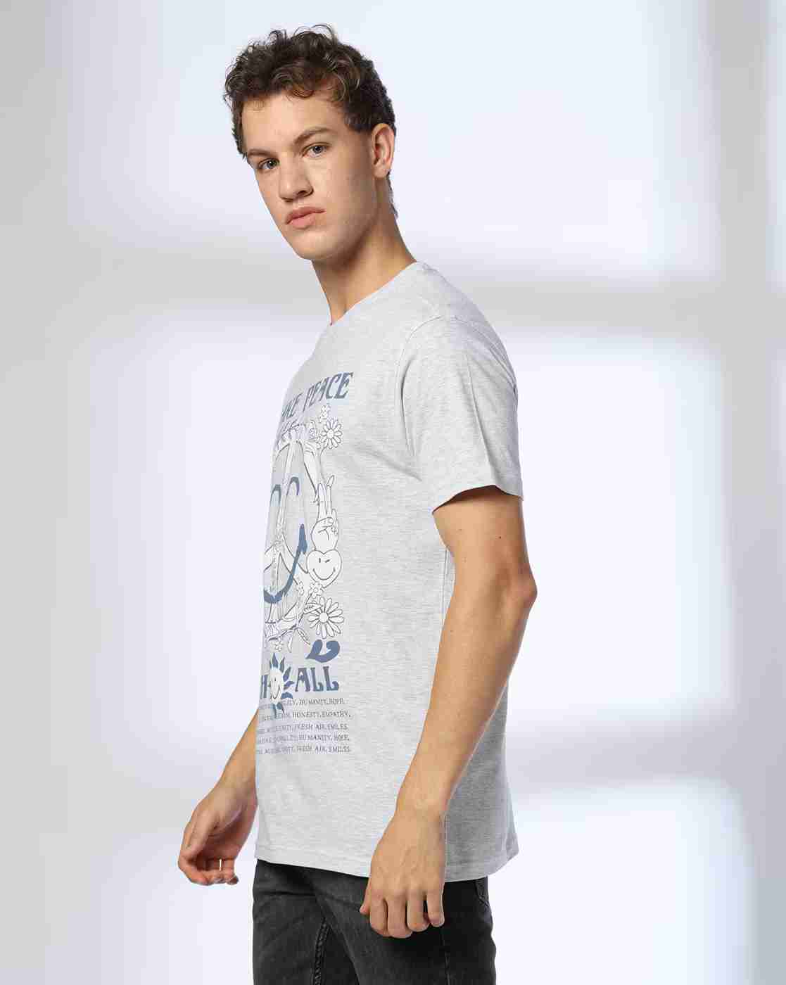 DNMX | Men Graphic Print Regular Fit Crew-Neck T-Shirt|1