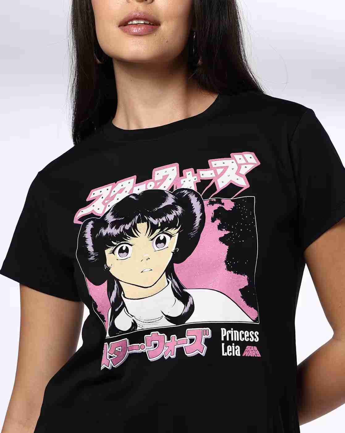 DNMX | Women Princess Leia Print Regular Fit Cotton Crew-Neck T-Shirt|3
