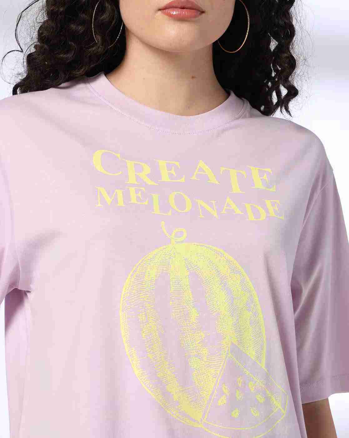 DNMX | Women Graphic Print Boxy Fit Cotton Round-Neck T-Shirt|3