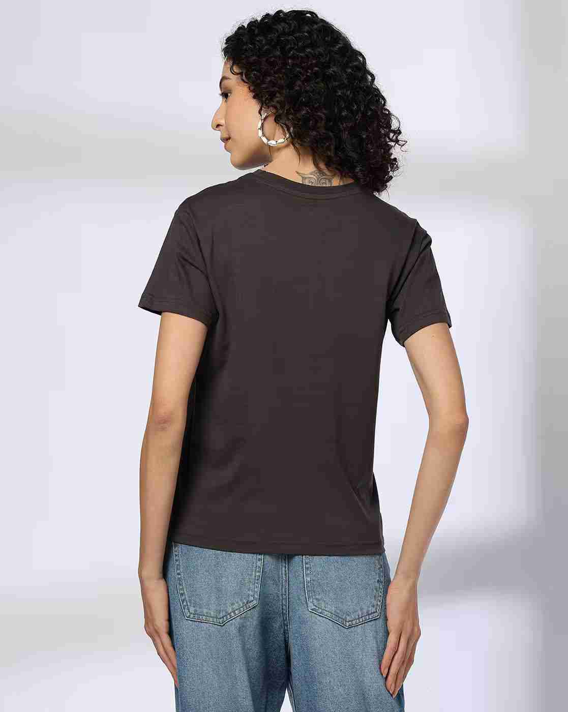 DNMX | Women Minnie Mouse Print Boxy Fit Cotton Round-Neck T-Shirt|2