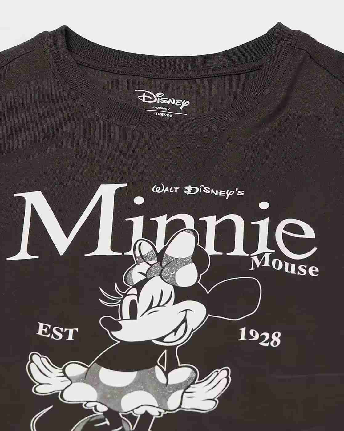 DNMX | Women Minnie Mouse Print Boxy Fit Cotton Round-Neck T-Shirt|4
