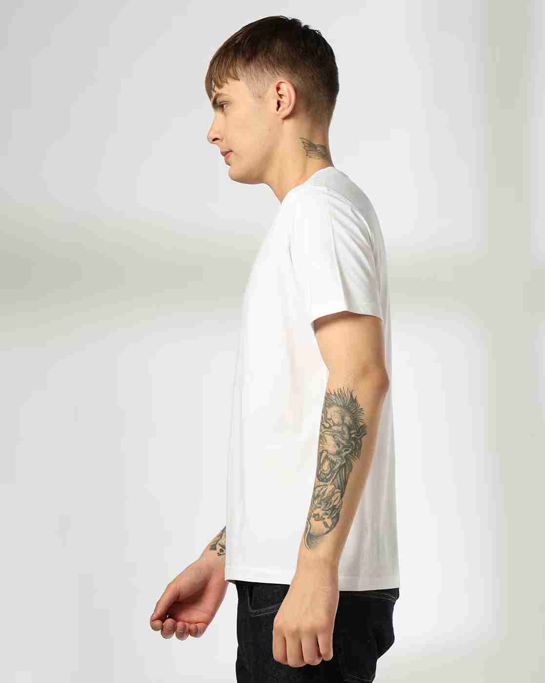 DNMX | Men Typographic Print Regular Fit Cotton Crew-Neck T-Shirt|1