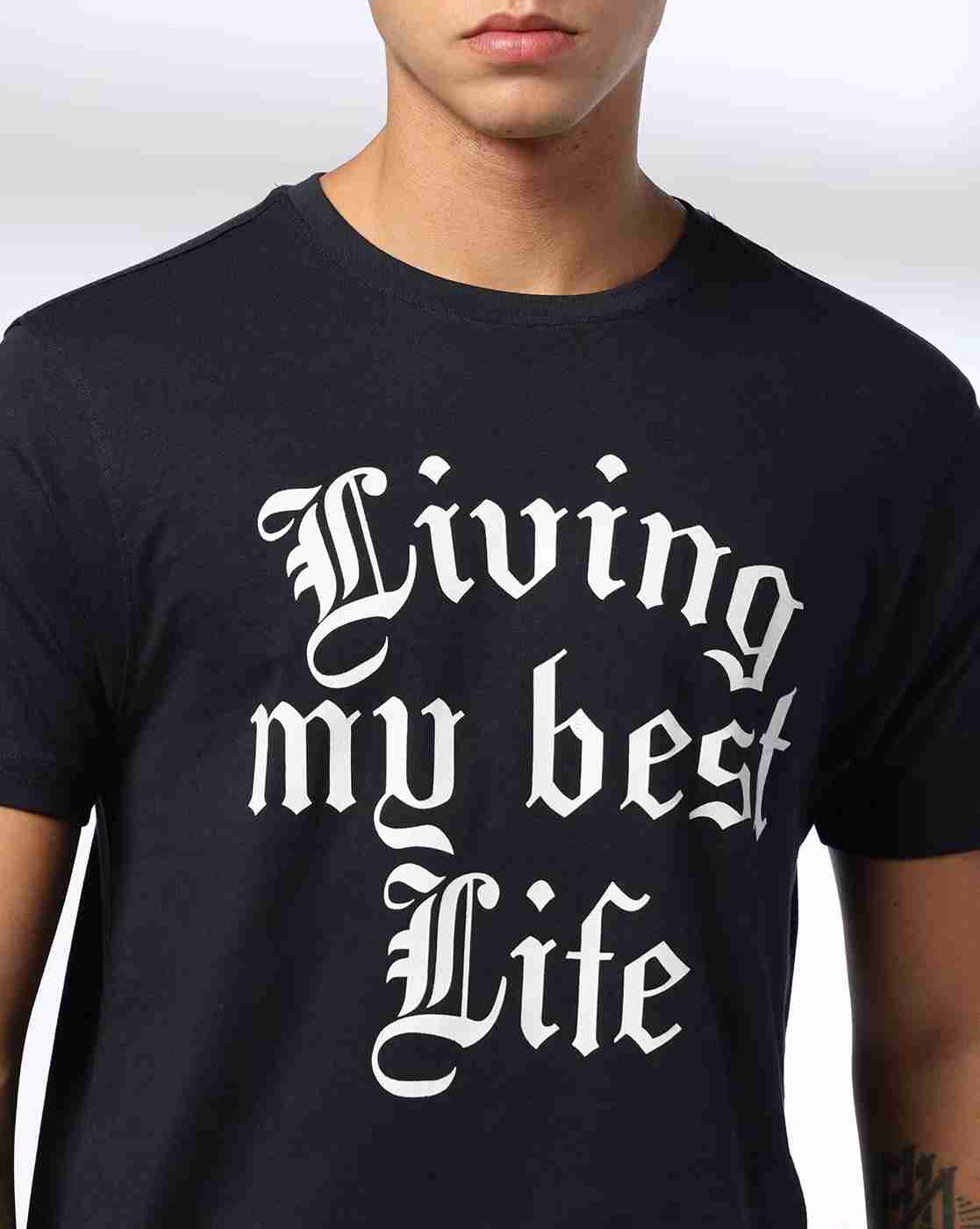 DNMX | Men Typographic Print Regular Fit Cotton Crew-Neck T-Shirt|3