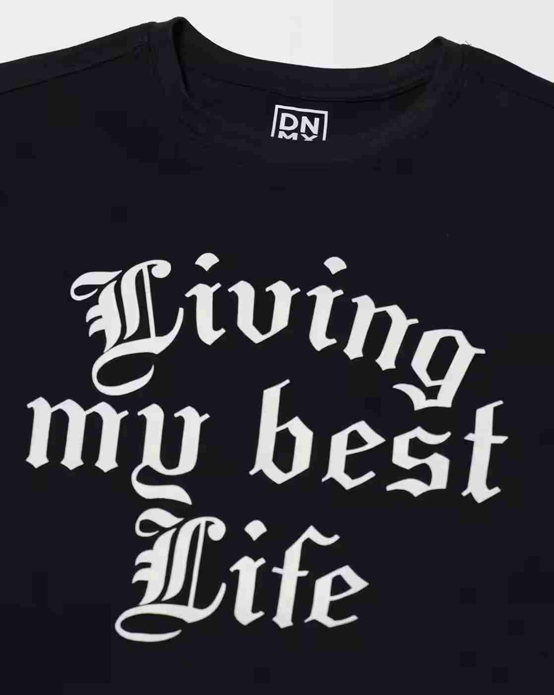 DNMX | Men Typographic Print Regular Fit Cotton Crew-Neck T-Shirt|4