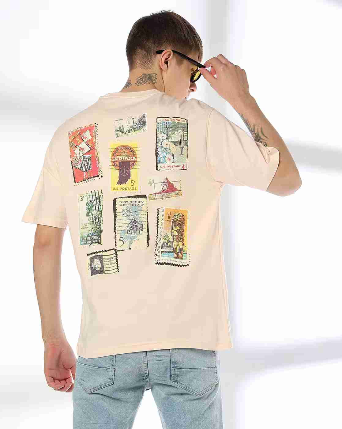 DNMX | Men Graphic Print Relaxed Fit Crew-Neck T-Shirt|0
