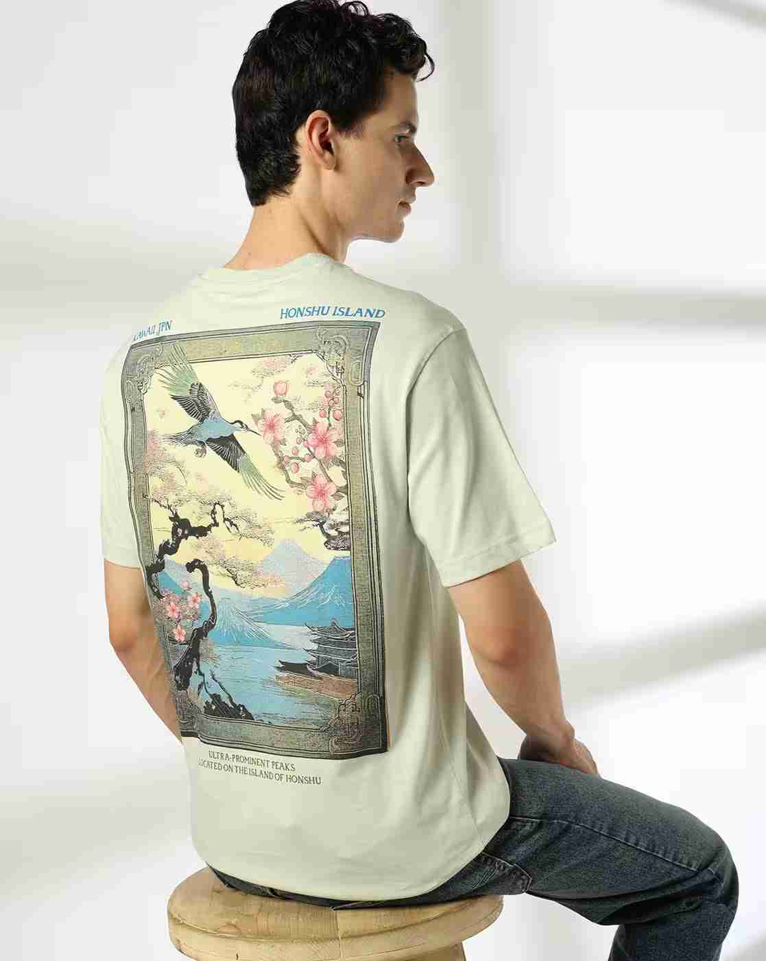 DNMX | Men Graphic Print Regular Fit Crew-Neck T-Shirt|0