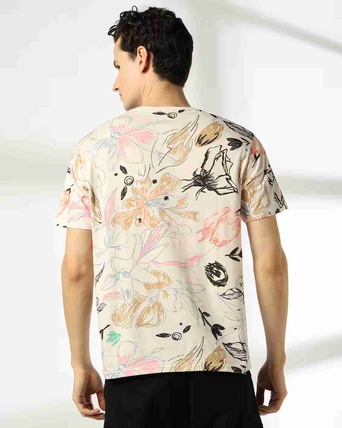 DNMX | Women Floral Print Regular Fit Crew-Neck T-Shirt|2