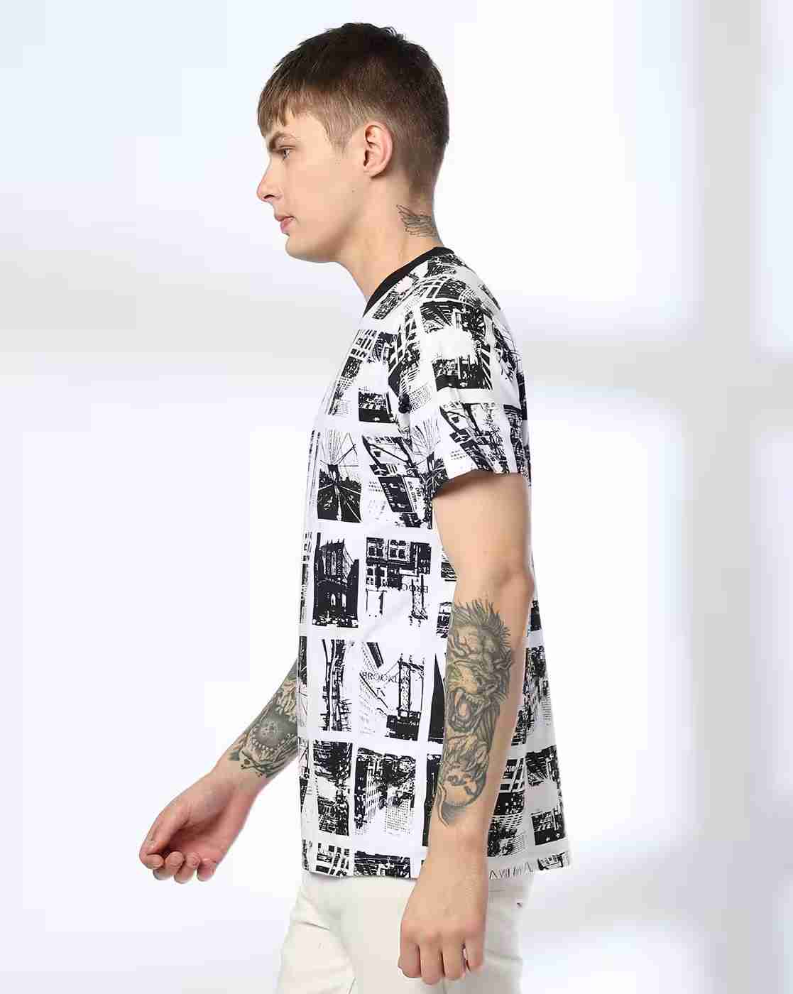 DNMX | Men Graphic Print Regular Fit Crew-Neck T-Shirt|2