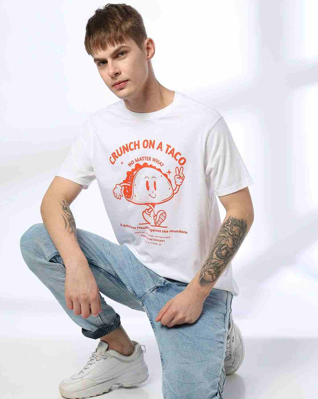 DNMX | Men Graphic Print Regular Fit Crew-Neck T-Shirt|0