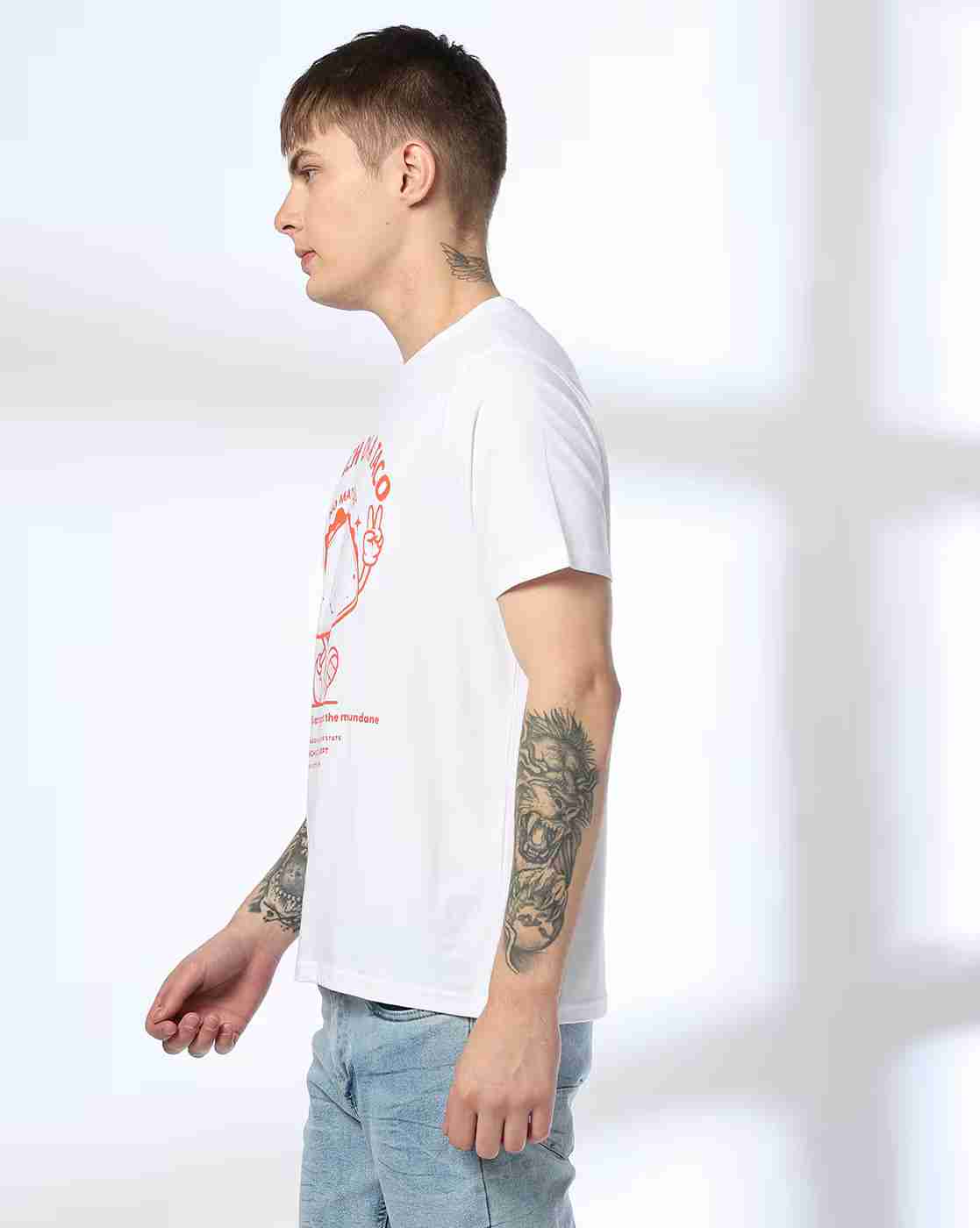 DNMX | Men Graphic Print Regular Fit Crew-Neck T-Shirt|2