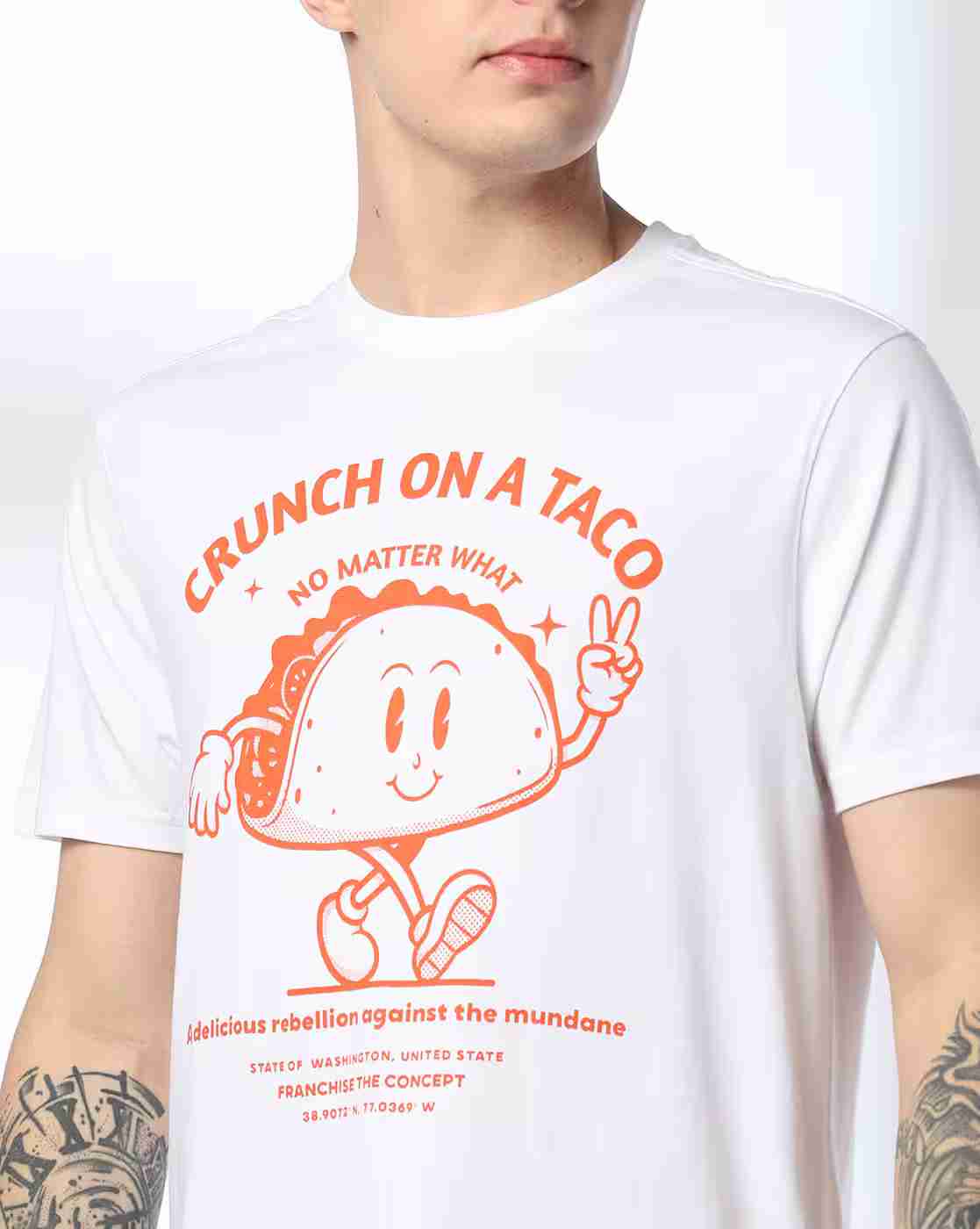 DNMX | Men Graphic Print Regular Fit Crew-Neck T-Shirt|4