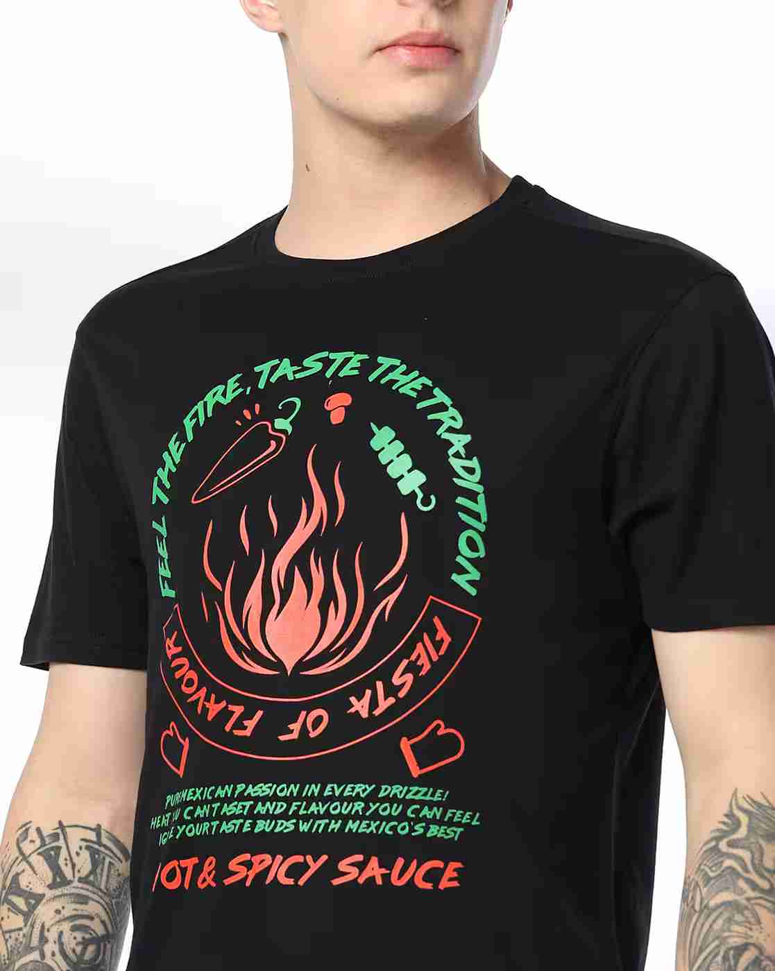 DNMX | Men Graphic Print Regular Fit Crew-Neck T-Shirt|3