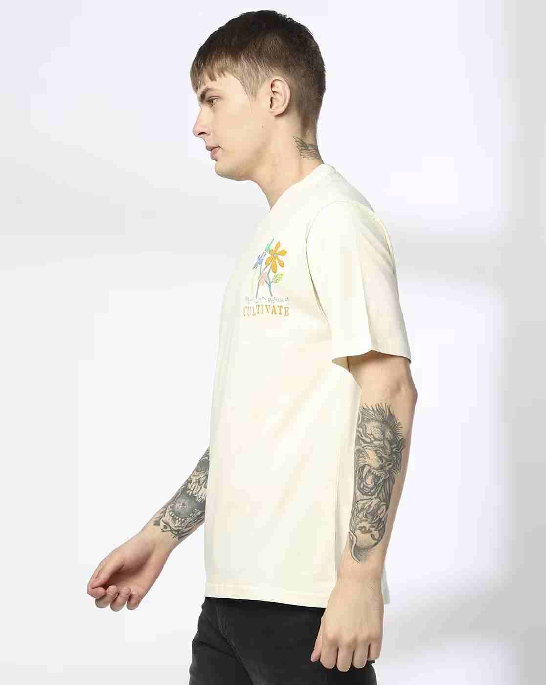 DNMX | Men Floral Print Regular Fit Crew-Neck T-Shirt|2