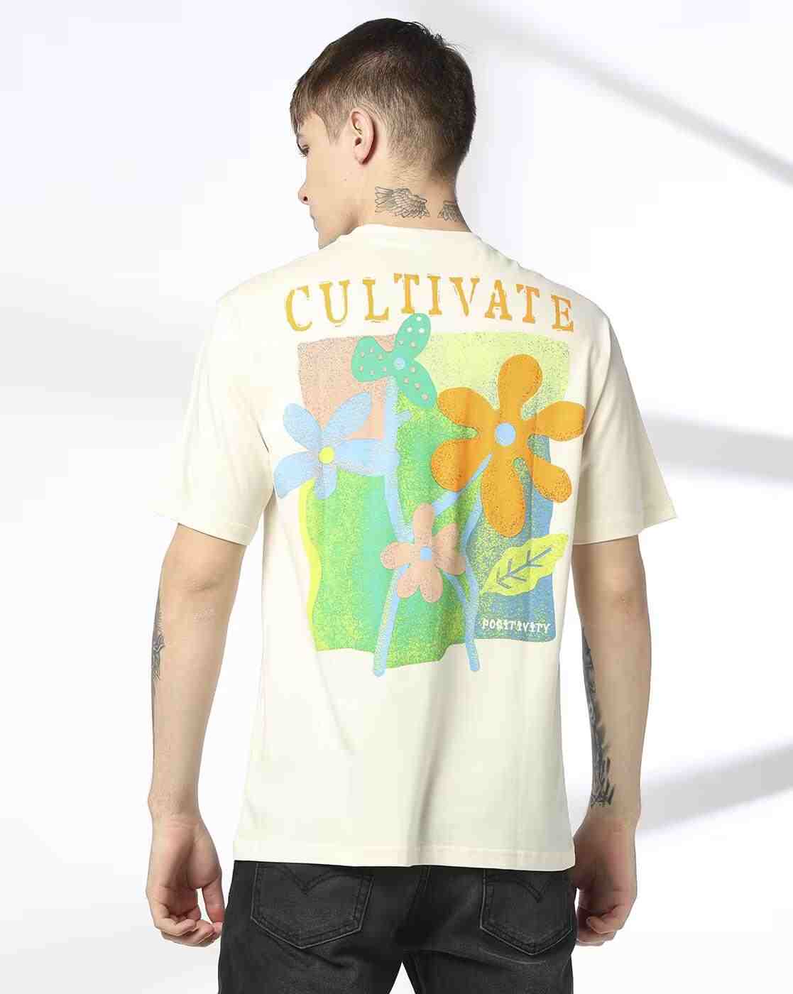 DNMX | Men Floral Print Regular Fit Crew-Neck T-Shirt|3