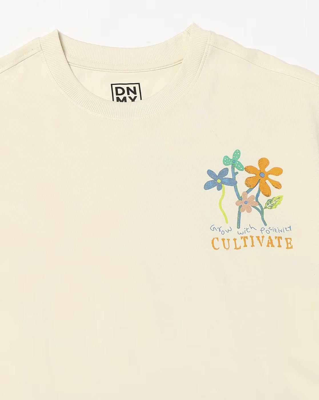 DNMX | Men Floral Print Regular Fit Crew-Neck T-Shirt|4